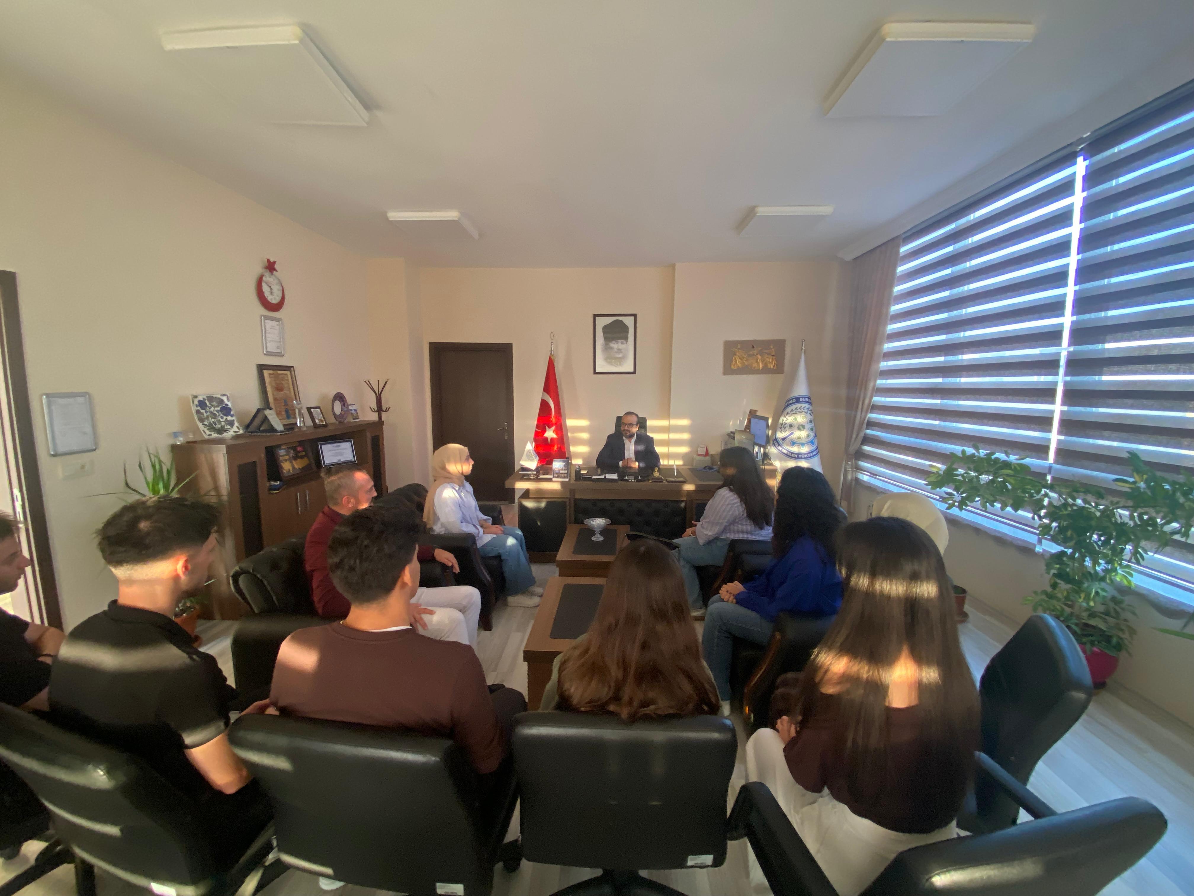 OYAÇ Öğrenci Topluluğu, Yeni Dönem Planlarını MYO Müdürü Doç. Dr. Şekip Esat HAYBER’e Sundu